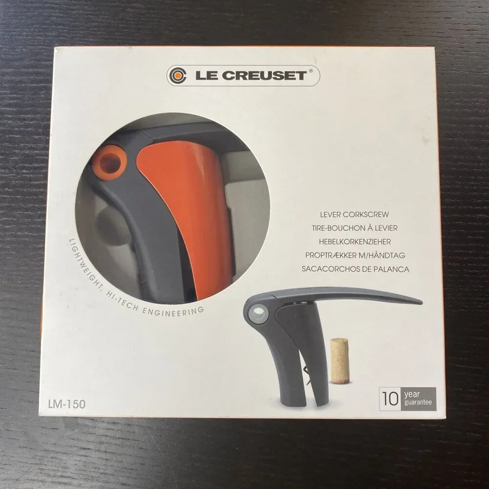 Le Creuset Lot Lever Corkscrew- LM150 Shiny Volcanic Orange Pack & Wine pump Set
